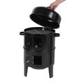 3 in 1 BBQ Smoker, beépített hőmérő, fém, 3 tálca, fekete 3 in 1 BBQ Smoker, beépített hőmérő, fém, 3 tálca, fekete