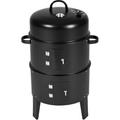 3 in 1 BBQ Smoker, beépített hőmérő, fém, 3 tálca, fekete 3 in 1 BBQ Smoker, beépített hőmérő, fém, 3 tálca, fekete
