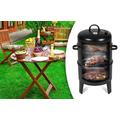 3 in 1 BBQ Smoker, beépített hőmérő, fém, 3 tálca, fekete 3 in 1 BBQ Smoker, beépített hőmérő, fém, 3 tálca, fekete