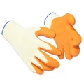 12 pár szerelőkesztyű, védőkesztyű, fehér, narancs színű mártott tenyérrel, 10-es méret