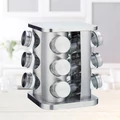 12 részes üveg fűszertartó készlet forgatható inox fém állvánnyal