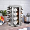 16 részes üveg fűszertartó készlet forgatható inox fém állvánnyal 16 részes üveg fűszertartó készlet forgatható inox fém állvánnyal