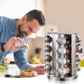 16 részes üveg fűszertartó készlet forgatható inox fém állvánnyal 16 részes üveg fűszertartó készlet forgatható inox fém állvánnyal