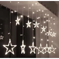 8 programos fényfüggöny csillagokkal, és hold formákkal, sorolható, 250 cm - hidegfehér