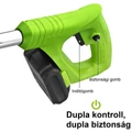 36V akkumulátoros szegélynyíró, fűkasza teleszkópos nyéllel, 2 db akkumulátor + 7 db vágóeszköz
