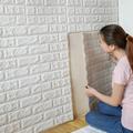 Öntapadós 3D tégla hatású dekor falmatrica, tapéta fehér színben 70x77x0,4 cm