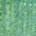 3x2 méteres ledes fényfüggöny apró zöld levelekkel, 8 programos, sorolható, hidegfehér