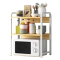 Értékcsökkent - Kisméretű fémvázas emeletes konyhai, irodai polc, állvány, fehér