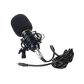 Klasszikus kondenzátor mikrofon podcast-hez, kiegészítőkkel, arany színű védőráccsal