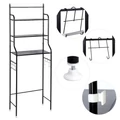 3 szintes fém polcrendszer, tároló, WC fölé, 163cm, fekete
