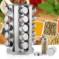 20 részes üveg fűszertartó készlet forgatható inox fém állvánnyal 20 részes üveg fűszertartó készlet forgatható inox fém állvánnyal