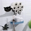 Fém WC papír tartó állvány, szabadonálló és falra rögzíthető - macska, cica