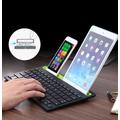Univerzális kétcsatornás bluetooth billentyűzet telefon- és tablettartóval, fekete Univerzális kétcsatornás bluetooth billentyűzet telefon- és tablettartóval, fekete