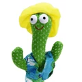 Interaktív visszabeszélő táncoló, zenélő, világító kaktusz, hangfelvétellel, Hawaii inggel, akkus, USB kábellel