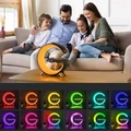 Multimédiás bluetooth hangszóró, vezeték nélküli QI töltőpad, RGB, LED relax lámpa, fehér