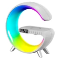 Multimédiás bluetooth hangszóró, vezeték nélküli QI töltőpad, RGB, LED relax lámpa, fehér