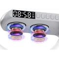 Multimédiás bluetooth hangszóró, vezeték nélküli QI töltőpad, RGB, LED relax lámpa, fehér