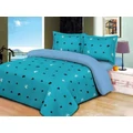 Prémium 7 részes 100% pamut ágyneműhuzat garnitúra, szív mintával, türkiz-kék