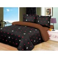 Prémium 7 részes 100% pamut ágyneműhuzat garnitúra, szív mintával, fekete-barna