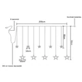 Melegfehér sorolható fényfüggöny csillagokkal, és hold formákkal, 8 program, 200cm