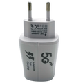 Gyorstöltő hálózati adapter, 3.1A töltőáram, 2 db USB csatlakozó, fehér