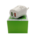 Gyorstöltő hálózati adapter, 3.1A töltőáram, 2 db USB csatlakozó, fehér Gyorstöltő hálózati adapter, 3.1A töltőáram, 2 db USB csatlakozó, fehér