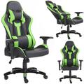 Értékcsökkent - Gamer szék fej-és derékpárnával, állítható kartámasszal zöld-fekete színben Értékcsökkent - Gamer szék fej-és derékpárnával, állítható kartámasszal zöld-fekete színben