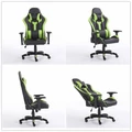 Gamer szék fej-és derékpárnával, állítható kartámasszal zöld-fekete színben