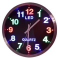 Fémkeretes analóg quartz falióra színes LED számlappal, 25.5 cm