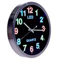 Fémkeretes analóg quartz falióra színes LED számlappal, 25.5 cm Fémkeretes analóg quartz falióra színes LED számlappal, 25.5 cm