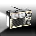 Hordozható akkumulátoros napelemes rádió, beépített LED lámpával és Bluetooth kapcsolattal, ezüst