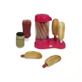 Hot dog készítő gép melegítő rúddal és virslifőzővel, piros