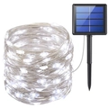 Napelemes dekorációs mikroledes fényfüzér, 100 LED, 10 méter, hidegfehér