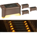 Napelemes lámpa lépcső vagy korlát szélére rögzíthető, vízálló, 4 db, fekete