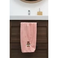 Puha, mikroszálas kéztörlő hímzett maci mintával, rózsaszín