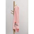 Puha, mikroszálas törölköző hímzett szív mintával, rózsaszín