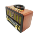 Akkumulátoros USB és AUX csatlakozós FM/AM/SW rádió, MP3 lejátszó távirányítóval, középbarna