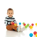 Műanyag labdák vidám színekben, játszósátorba, járókába, 6,5 cm-es, 100 db-os szett hálóban
