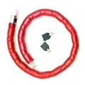 Extra erős, acélgyűrűs bicikli és motorkerékpár zár, 2 kulccsal, 24 mm / 80 cm méretben, piros