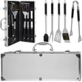 5 db-os grill eszközkészlet strapabíró fém kofferben, barbecue szett, 37x14x7 cm méretben