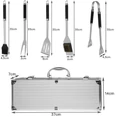 5 db-os grill eszközkészlet strapabíró fém kofferben, barbecue szett, 37x14x7 cm méretben