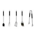 5 db-os grill eszközkészlet strapabíró fém kofferben, barbecue szett, 37x14x7 cm méretben