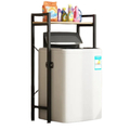 Elite Home® masszív fém fürdőszobai polc felültöltős mosógép fölé fa polccal, fekete - 120 cm