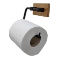 Elite Home® Falra szerelhető WC papír tartó, bambusz + acél, fekete