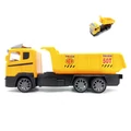 Rádiótávirányítós billentőplatós játék teherautó, 27 MHz-es technológiával, elemmel működtethető, sárga