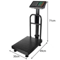 Elektronikus raktári mérleg, árumérleg, beépített akkumulátor, LCD kijelző, masszív fémszerkezet, 150 kg-ig, fekete