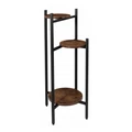 3 szintes, loft stílusú, stabil fém virágállvány,  fekete, 81 cm magas, 45 kg teherbírással
