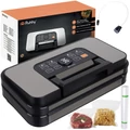Fóliahegesztő és vákuumozó készülék beépített fóliaadagolóval, élelmiszer-csomagoló gép érintőgombos vezérléssel, 95 kPa és 125 W teljesítménnyel, kettős szivattyú és kettős tömítéssel, fekete - szürke