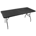 Összecsukható kerti asztal, kempingasztal, hordozható, HDPE borítással, 180x74x74 cm méretben, fekete