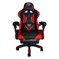 Gamer szék öko-bőr borítással, lábtartóval, 150 kg teherbírással, fekete-piros színben
